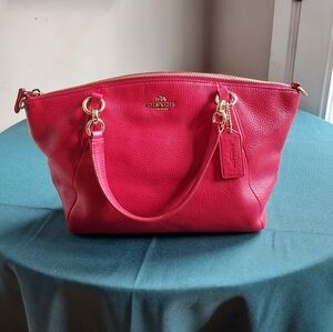 Coach Pebbled Leather Tote Bag in Red